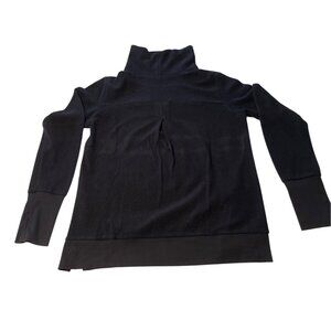 Alo Yoga Black Mock Neck Long Sleeve Pullover Sweater Size M Polyester Blend 64d